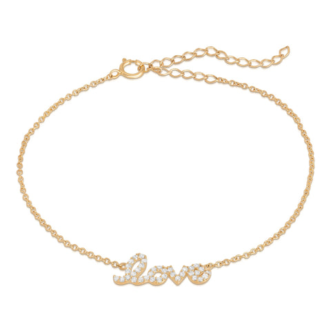 Silver Gold Plated Chain Love Bracelet - GNRTN