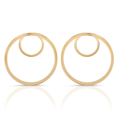 Silver Gold Plated Forward Facing Double Hoop Earrings - GNRTN